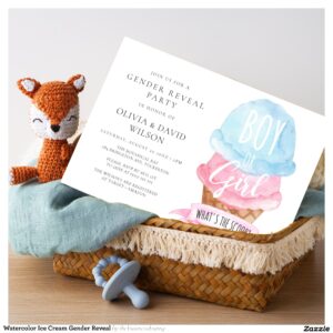 Watercolor Ice Cream Gender Reveal Invitation