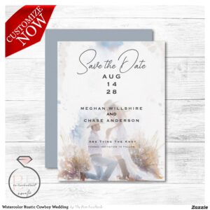 Watercolor Rustic Cowboy Wedding Invitation