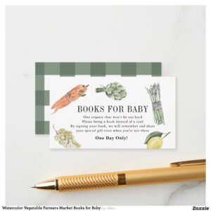 Watercolor Vegetable Farmers Market Books for Baby Enclosure Card
