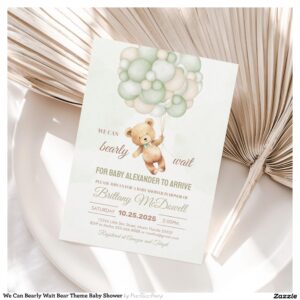 We Can Bearly Wait Bear Theme Baby Shower Invitation