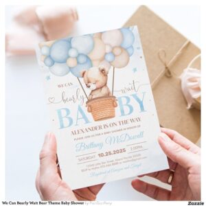 We Can Bearly Wait Bear Theme Baby Shower Invitation