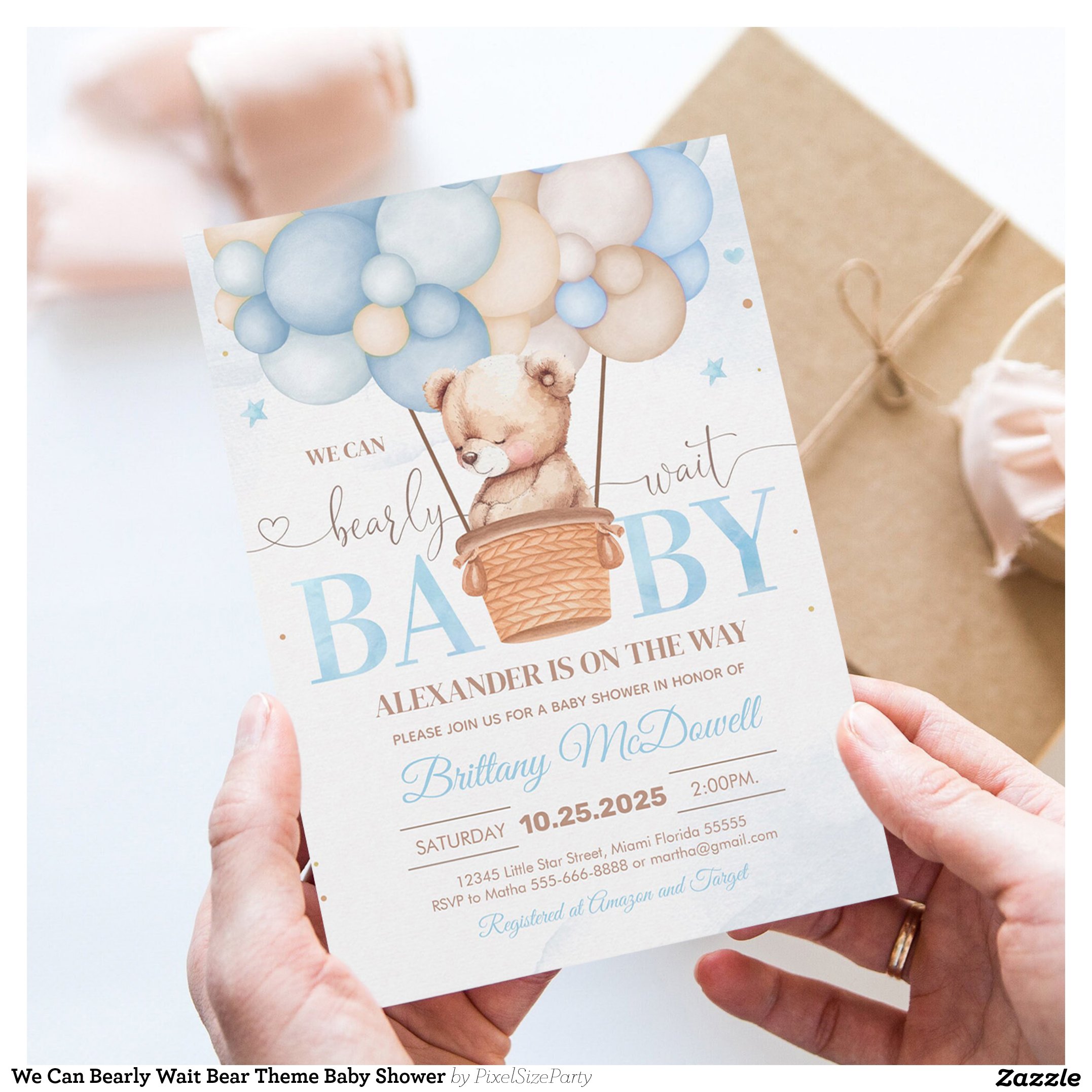 We Can Bearly Wait Bear Theme Baby Shower Invitation