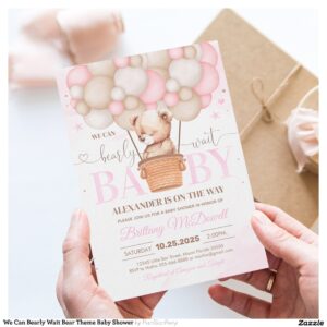 We Can Bearly Wait Bear Theme Baby Shower Invitation