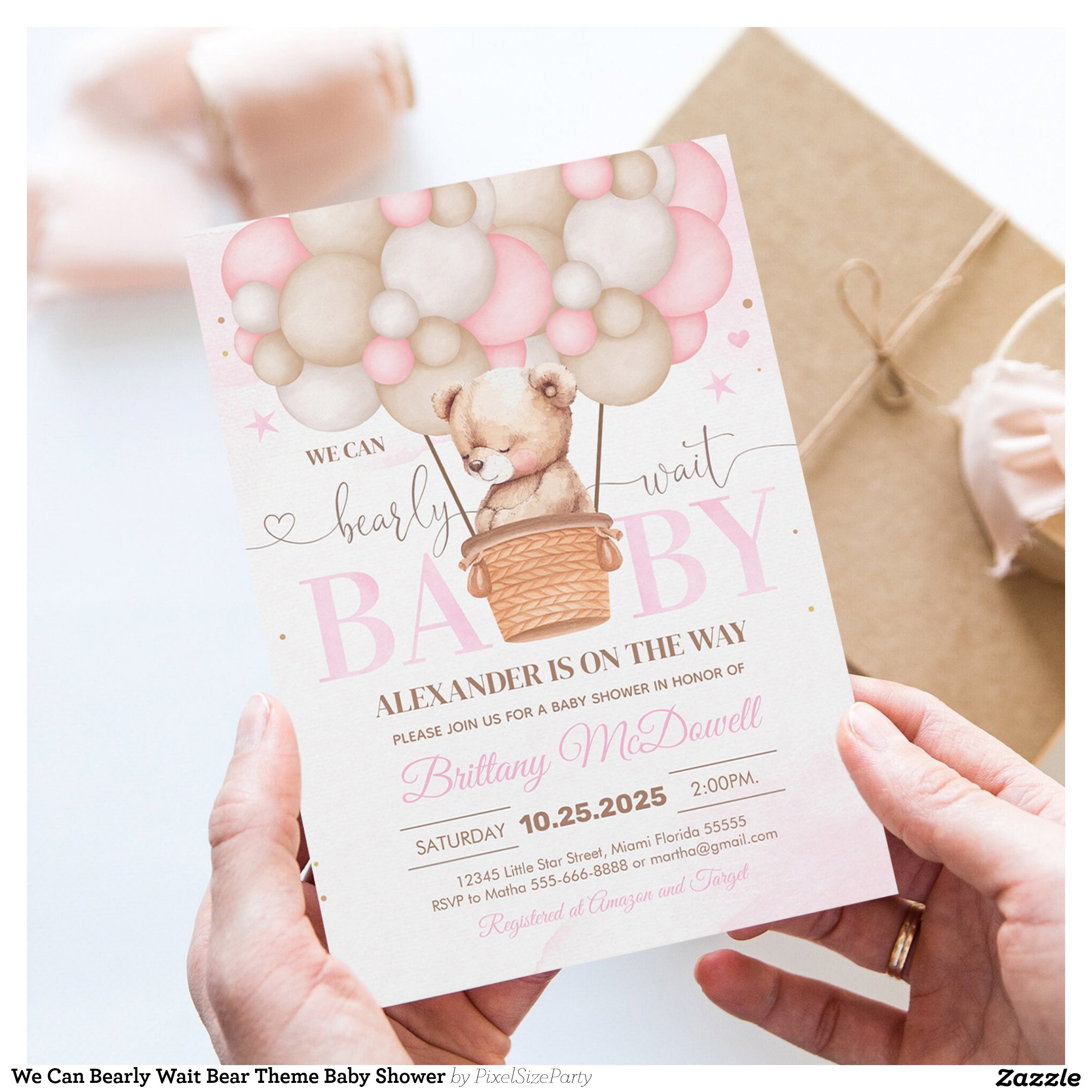 We Can Bearly Wait Bear Theme Baby Shower Invitation