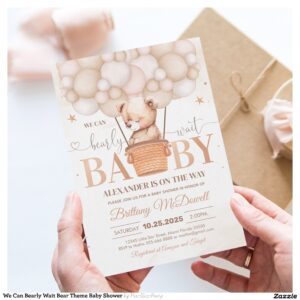 We Can Bearly Wait Bear Theme Baby Shower Invitation