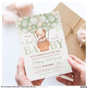 We Can Bearly Wait Bear Theme Baby Shower Invitation
