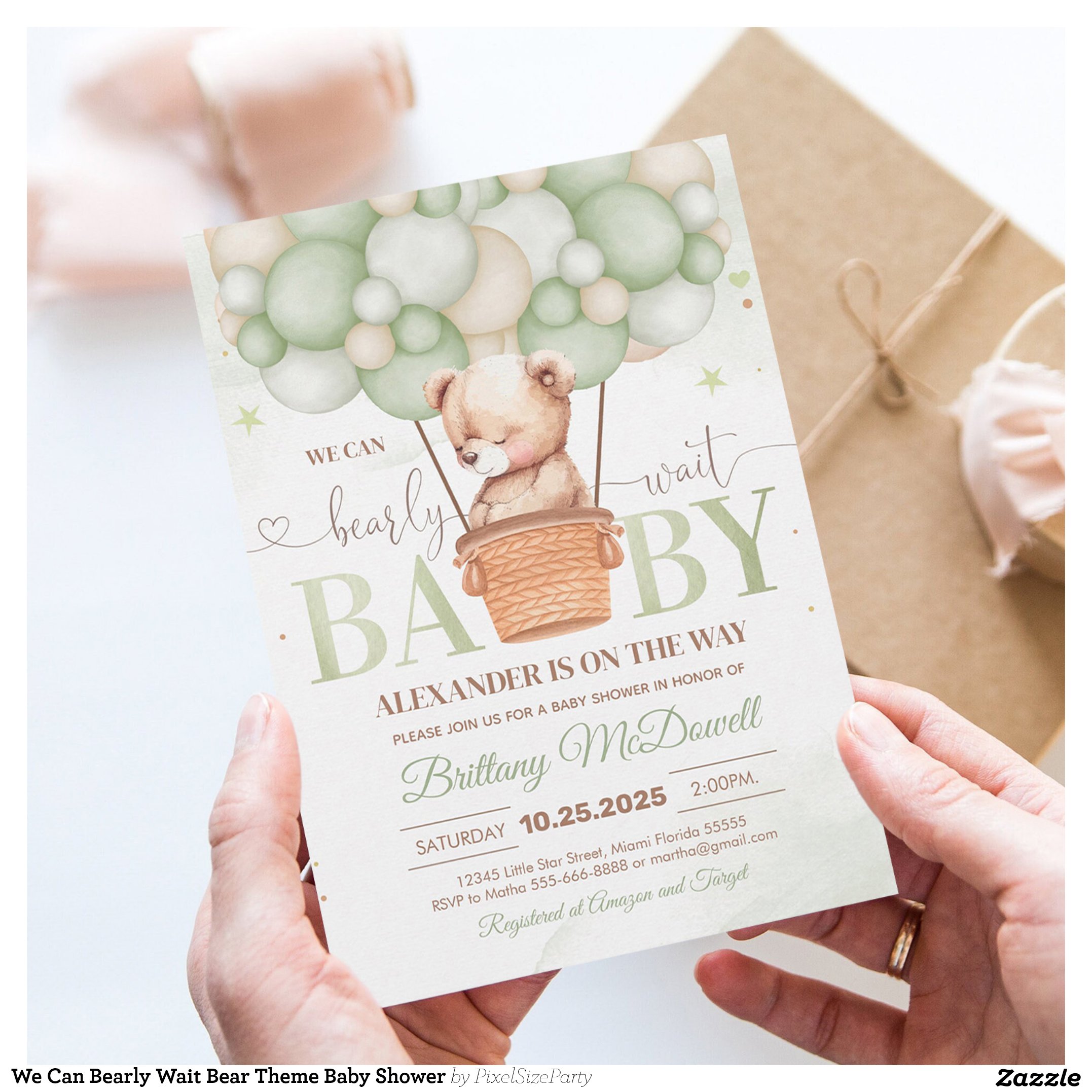We Can Bearly Wait Bear Theme Baby Shower Invitation