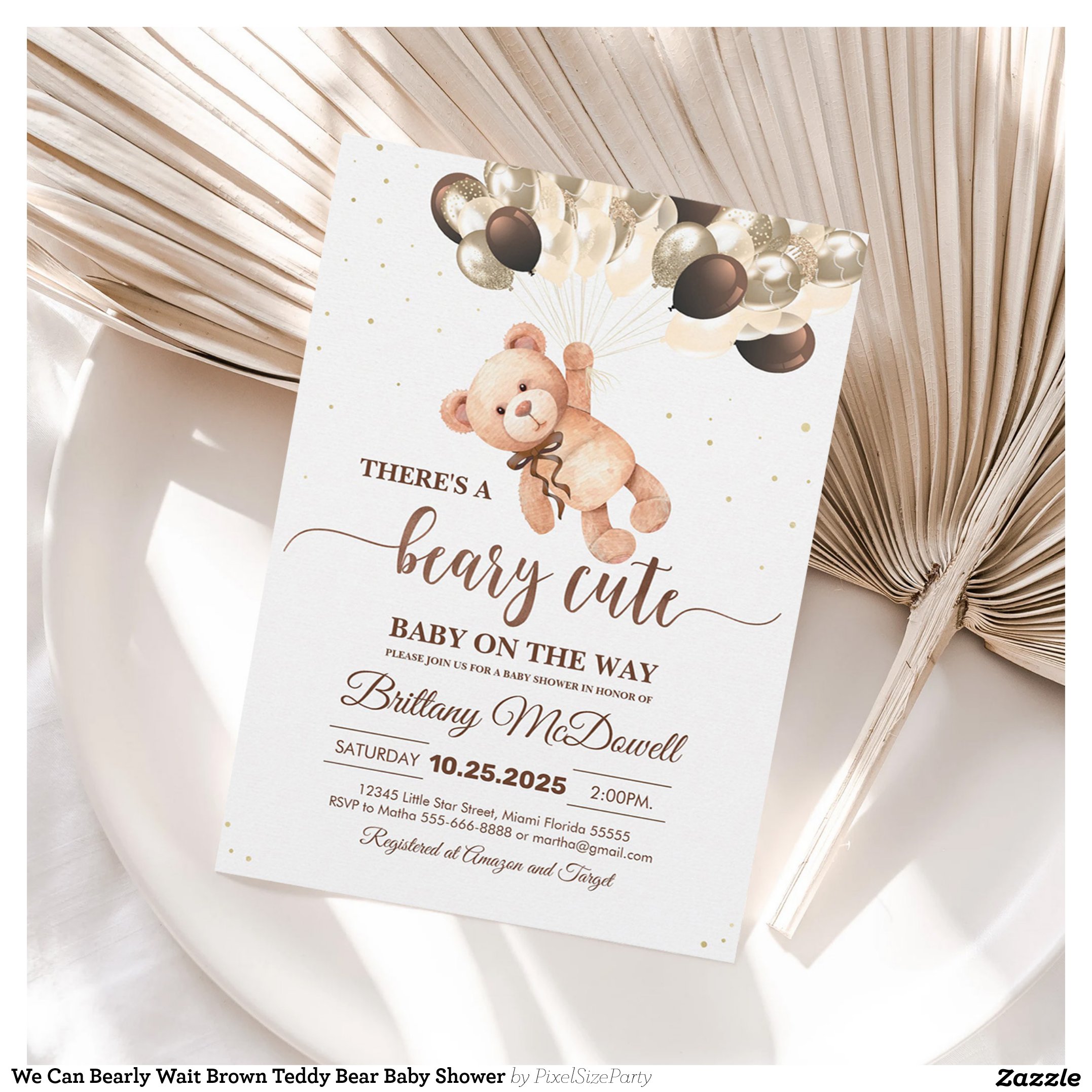 We Can Bearly Wait Brown Teddy Bear Baby Shower Invitation