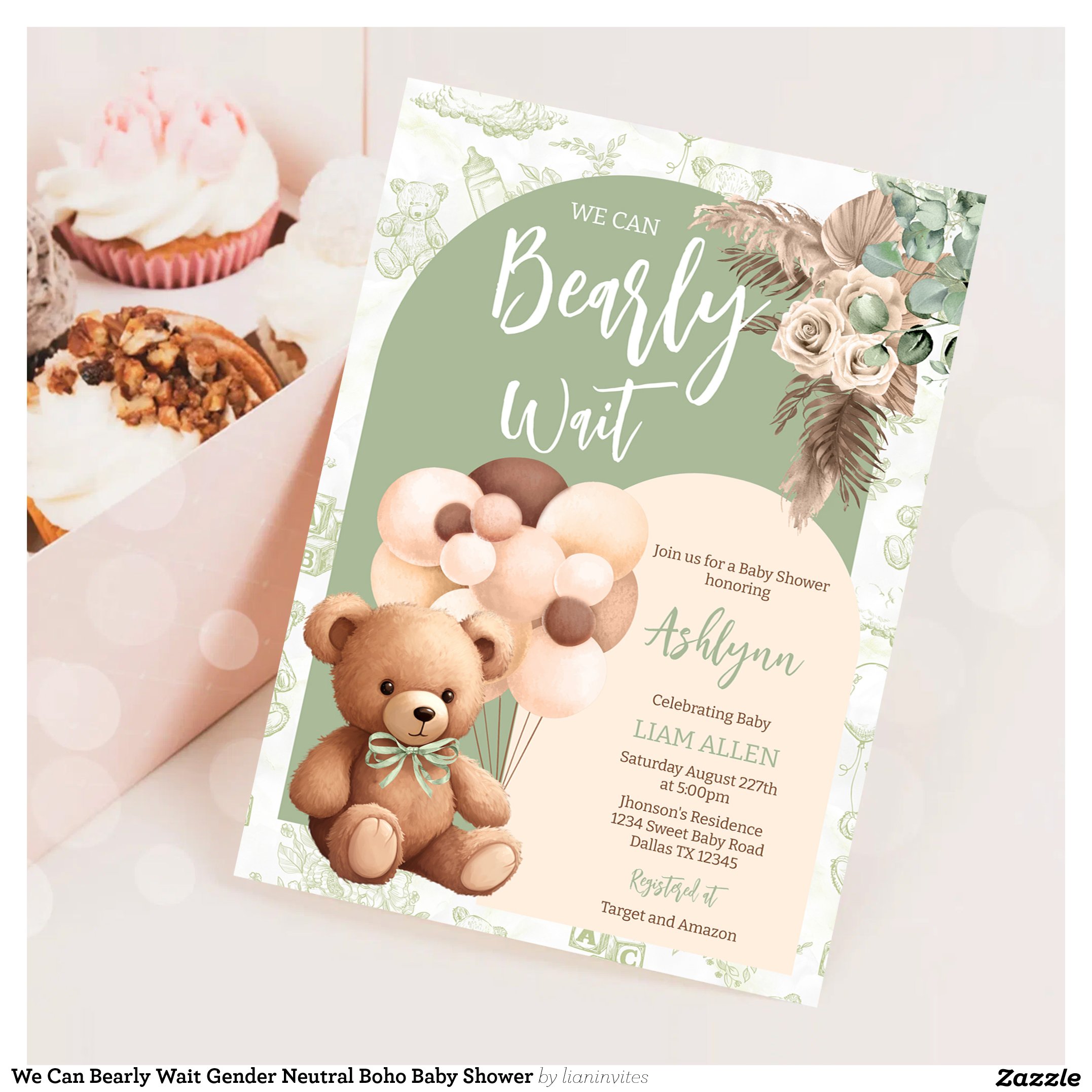 We Can Bearly Wait Gender Neutral Boho Baby Shower Invitation