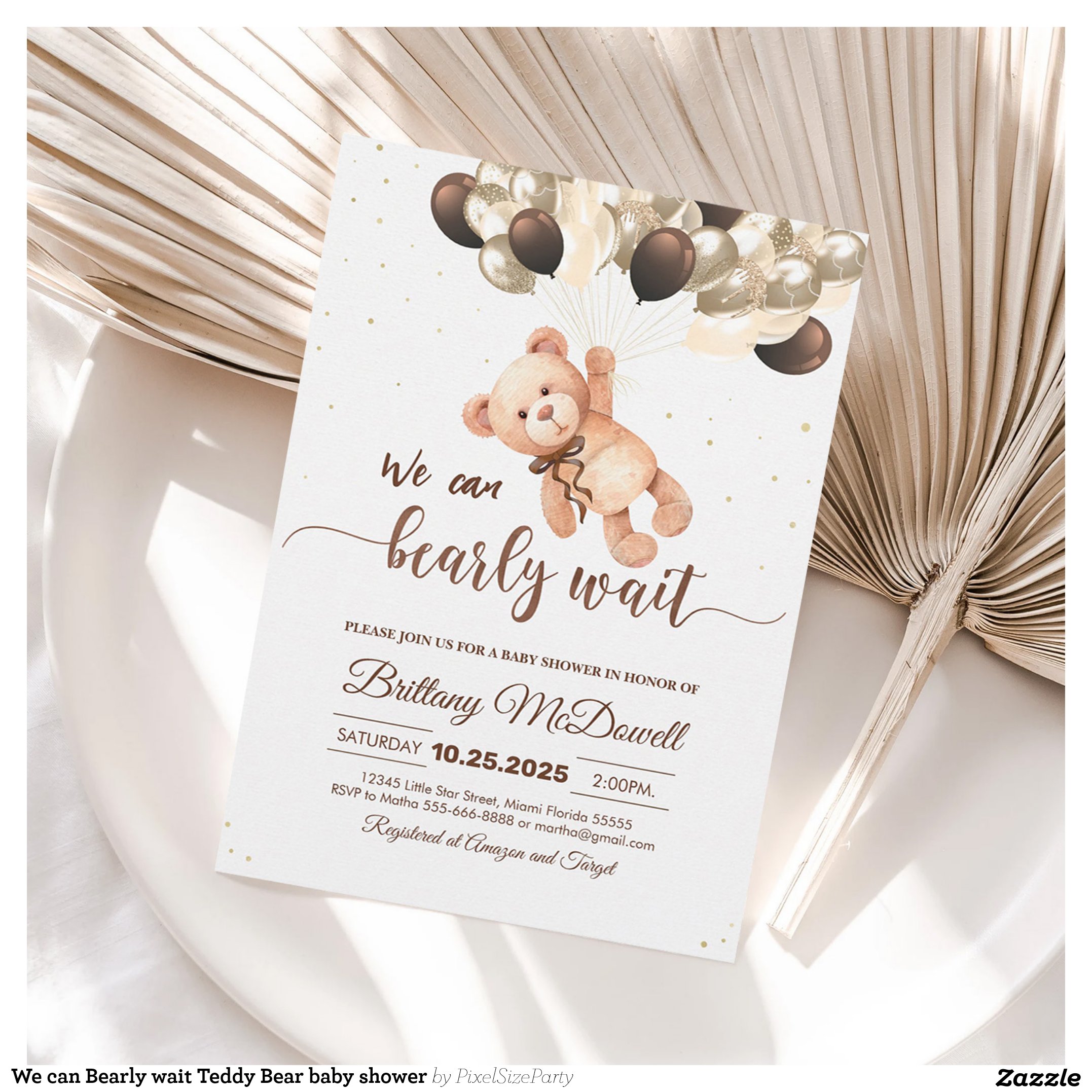 We can Bearly wait Teddy Bear baby shower Invitation