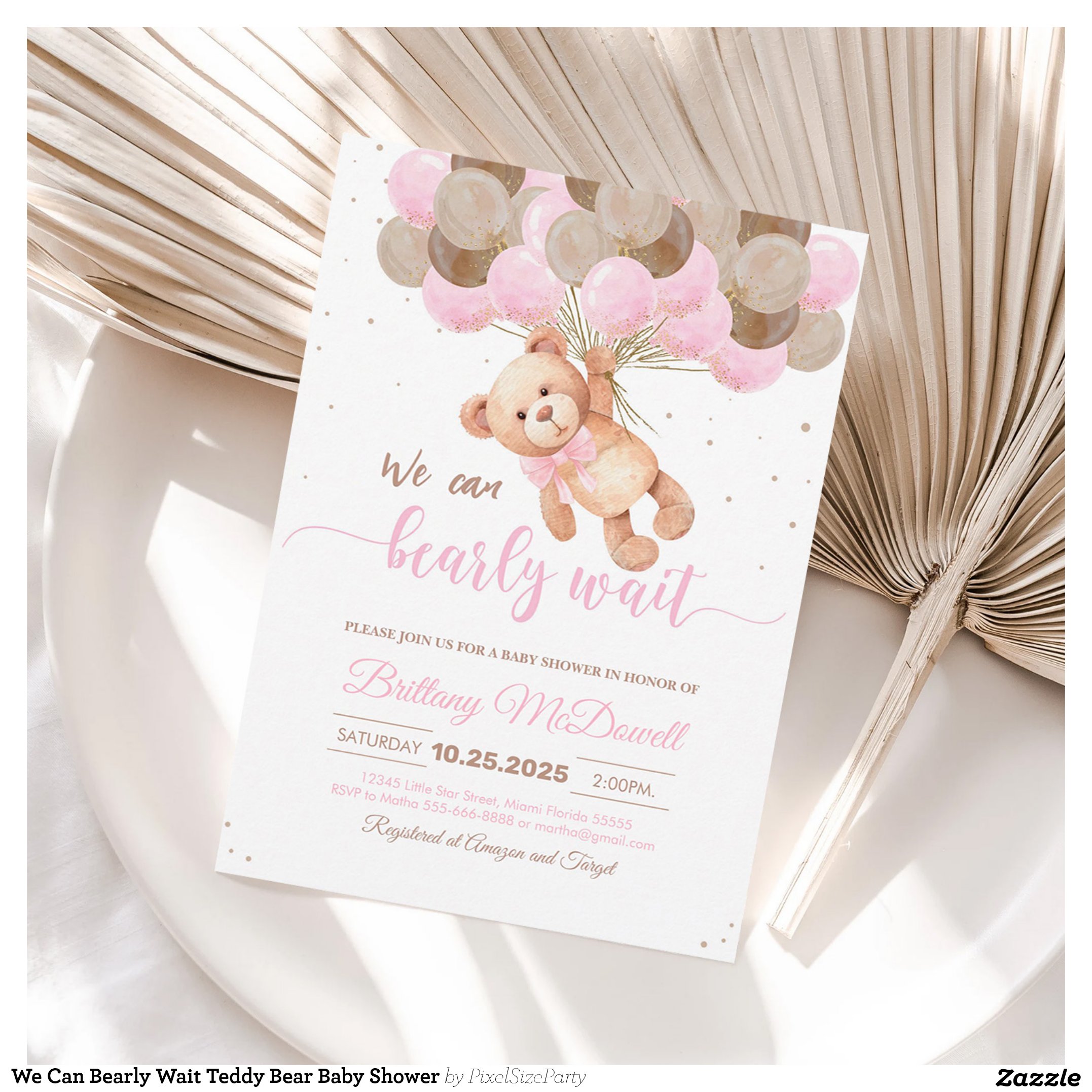 We Can Bearly Wait Teddy Bear Baby Shower Invitation