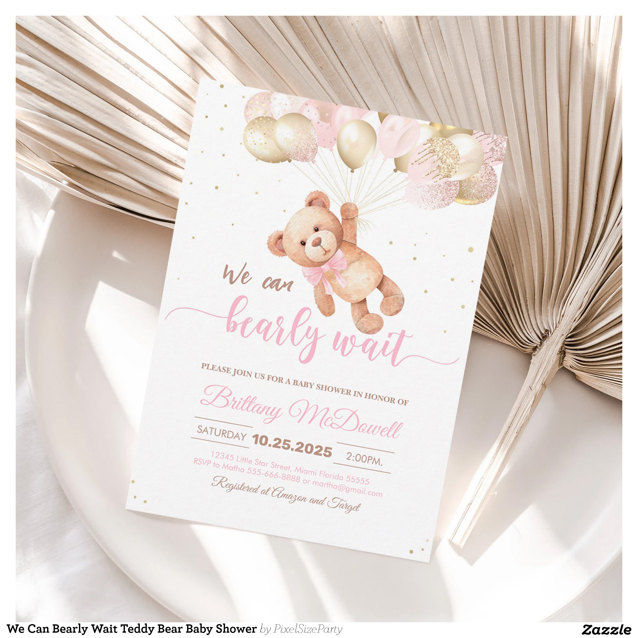 We Can Bearly Wait Teddy Bear Baby Shower Invitation