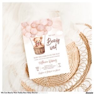 We Can Bearly Wait Teddy Bear Baby Shower Invitation