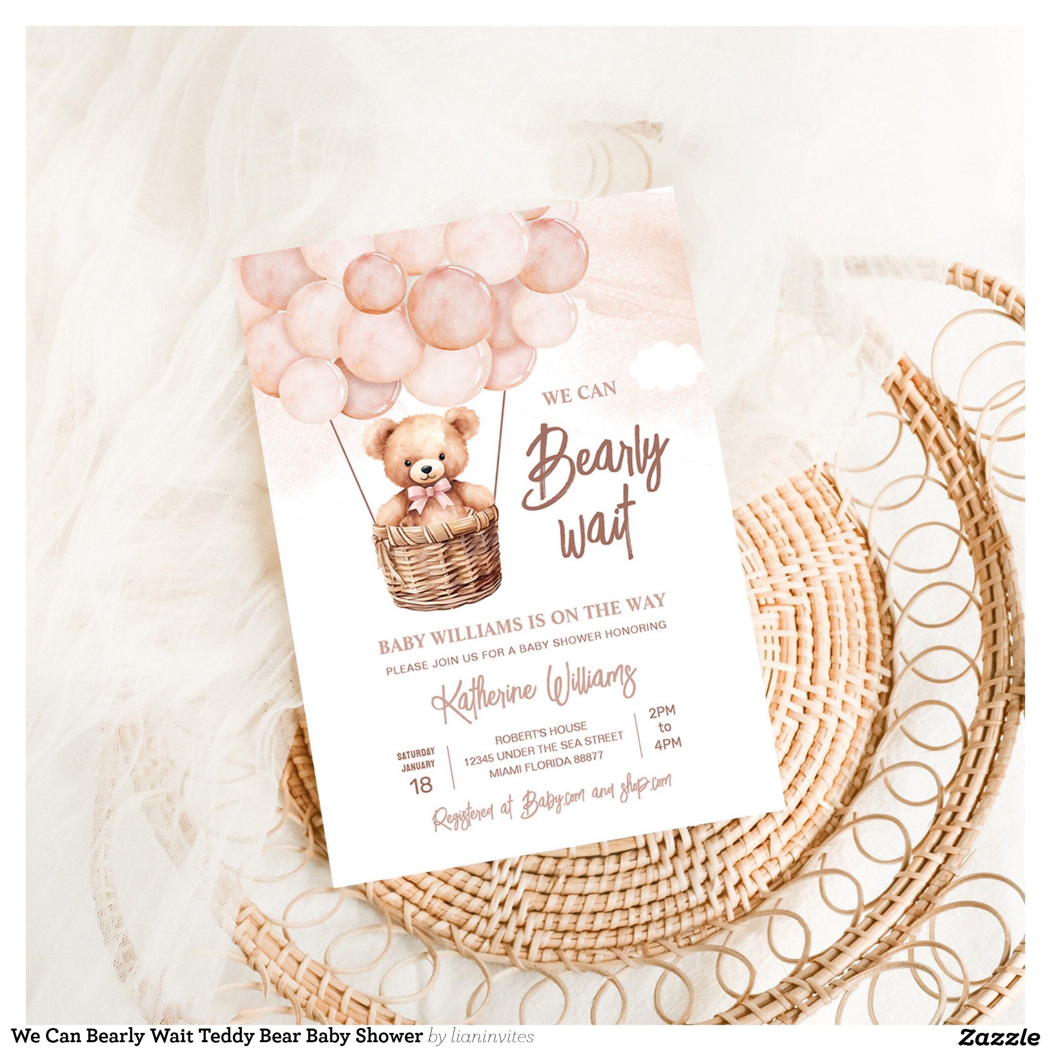 We Can Bearly Wait Teddy Bear Baby Shower Invitation