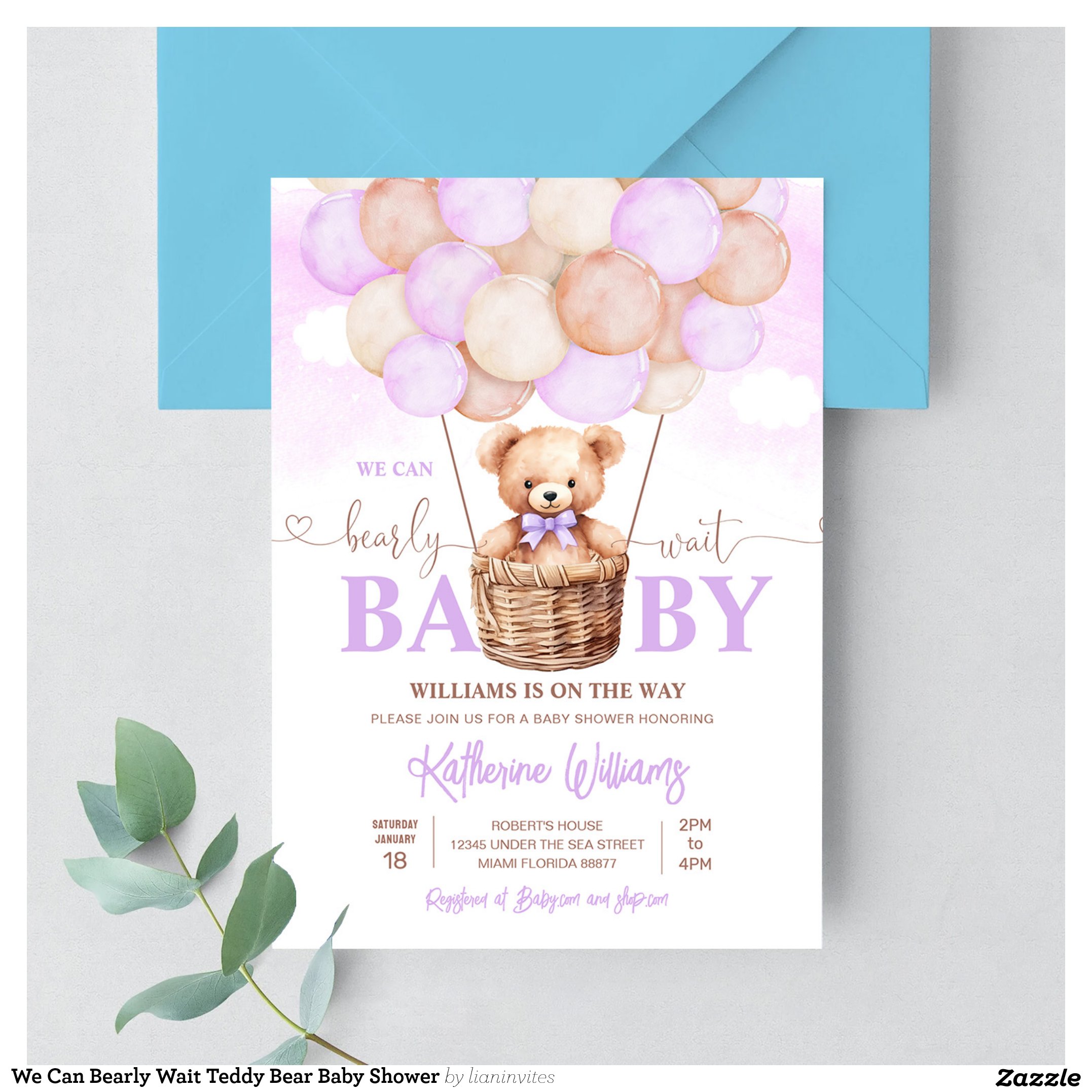 We Can Bearly Wait Teddy Bear Baby Shower Invitation