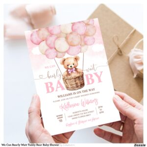 We Can Bearly Wait Teddy Bear Baby Shower Invitation