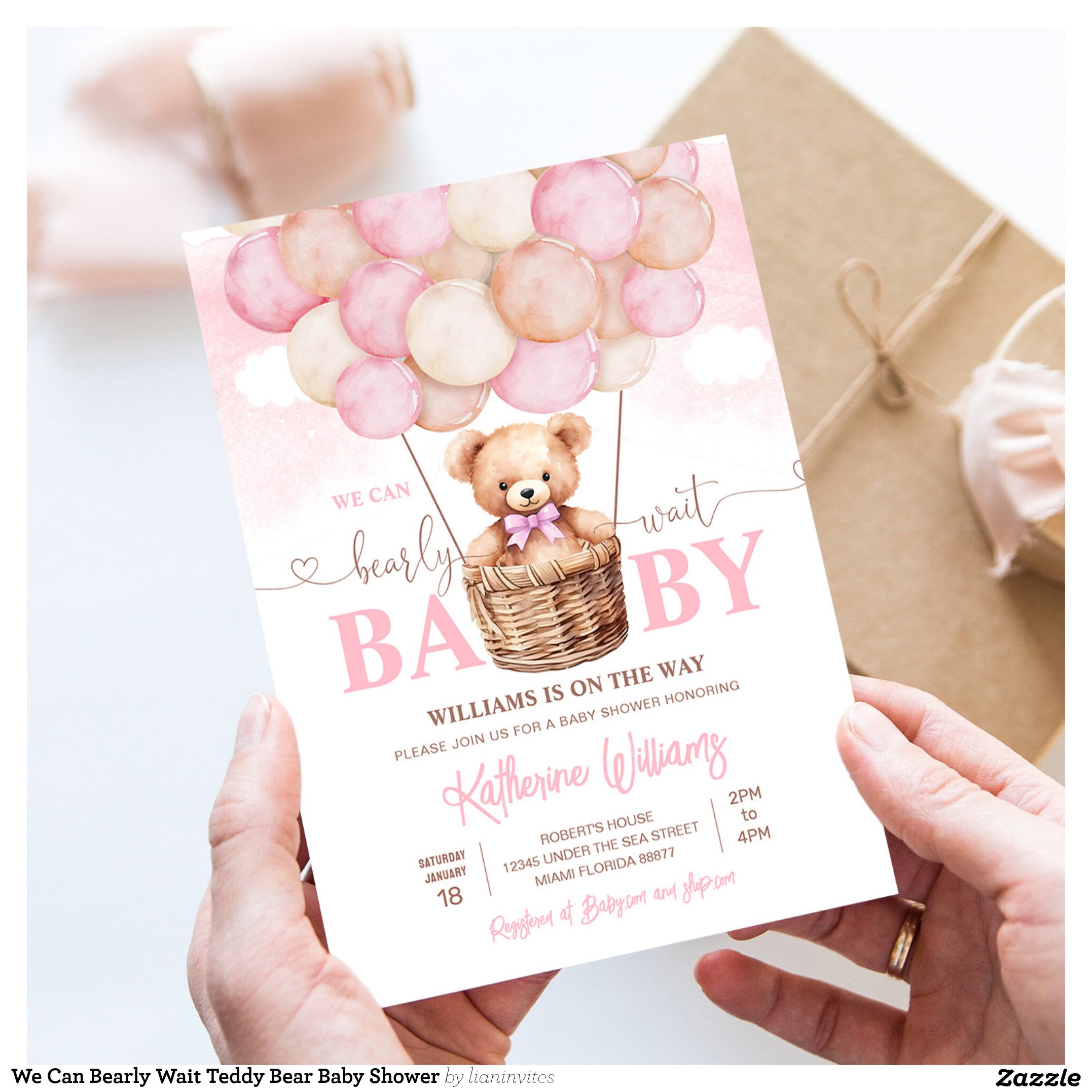 We Can Bearly Wait Teddy Bear Baby Shower Invitation