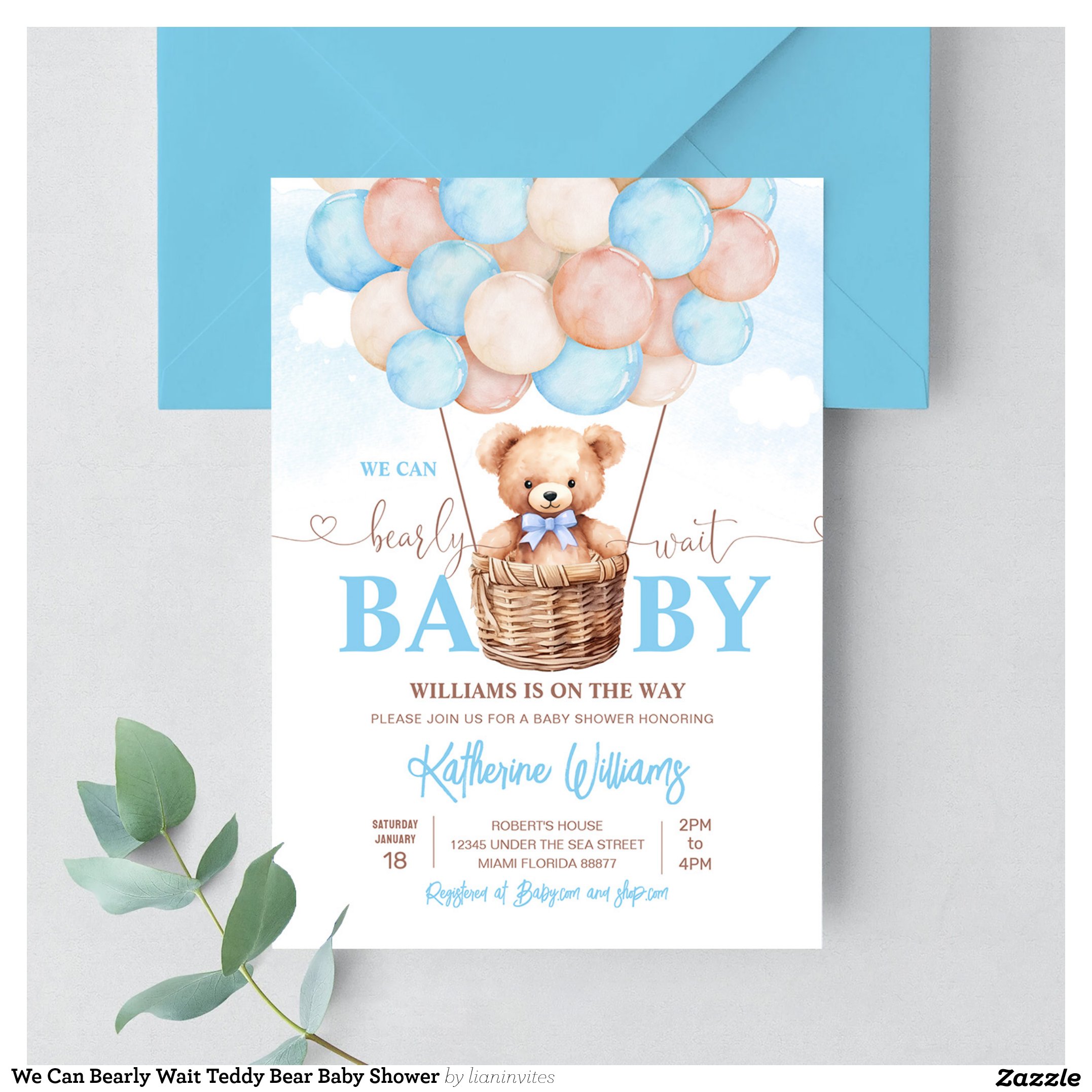 We Can Bearly Wait Teddy Bear Baby Shower Invitation