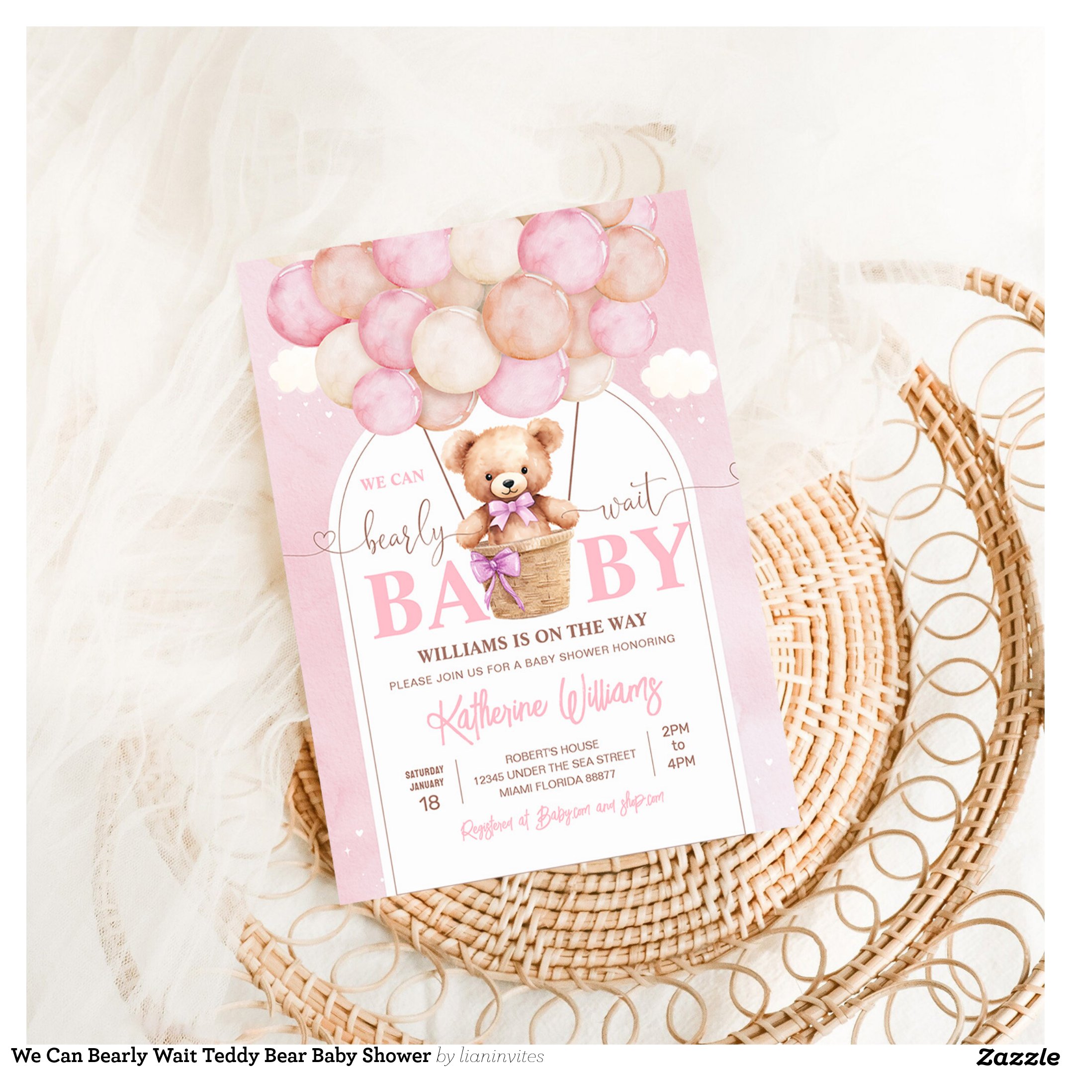We Can Bearly Wait Teddy Bear Baby Shower Invitation