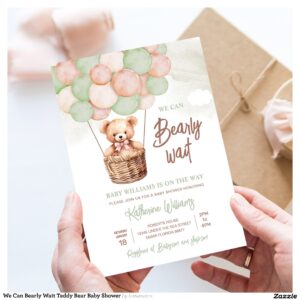 We Can Bearly Wait Teddy Bear Baby Shower Invitation