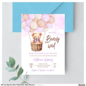 We Can Bearly Wait Teddy Bear Baby Shower Invitation