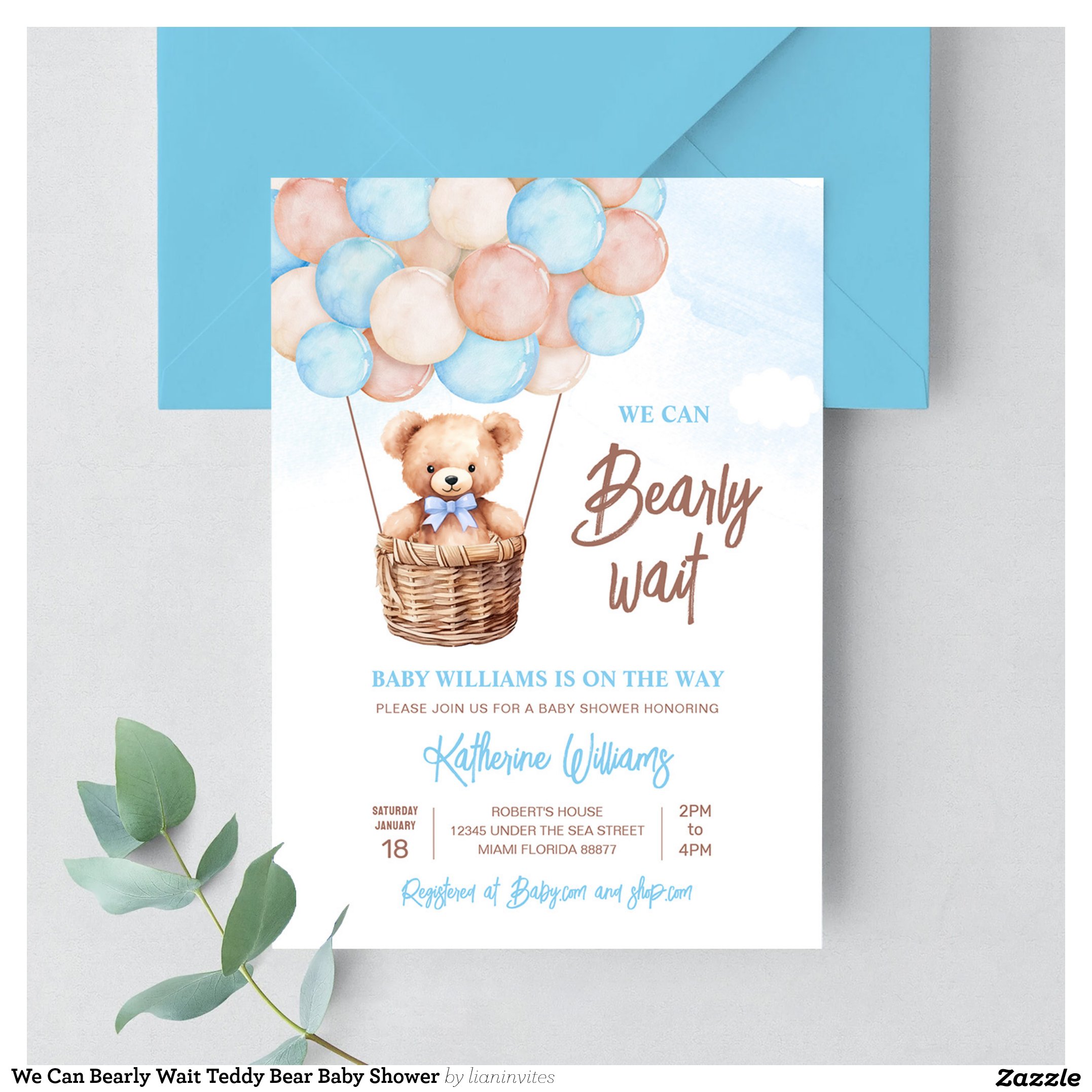 We Can Bearly Wait Teddy Bear Baby Shower Invitation