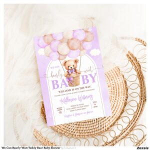 We Can Bearly Wait Teddy Bear Baby Shower Invitation