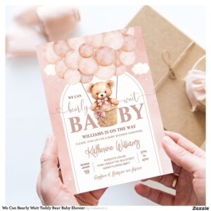 We Can Bearly Wait Teddy Bear Baby Shower Invitation