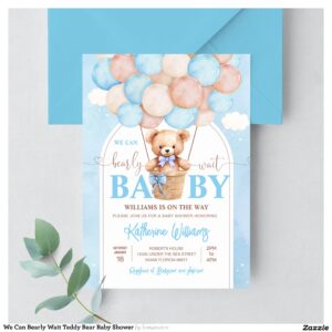 We Can Bearly Wait Teddy Bear Baby Shower Invitation