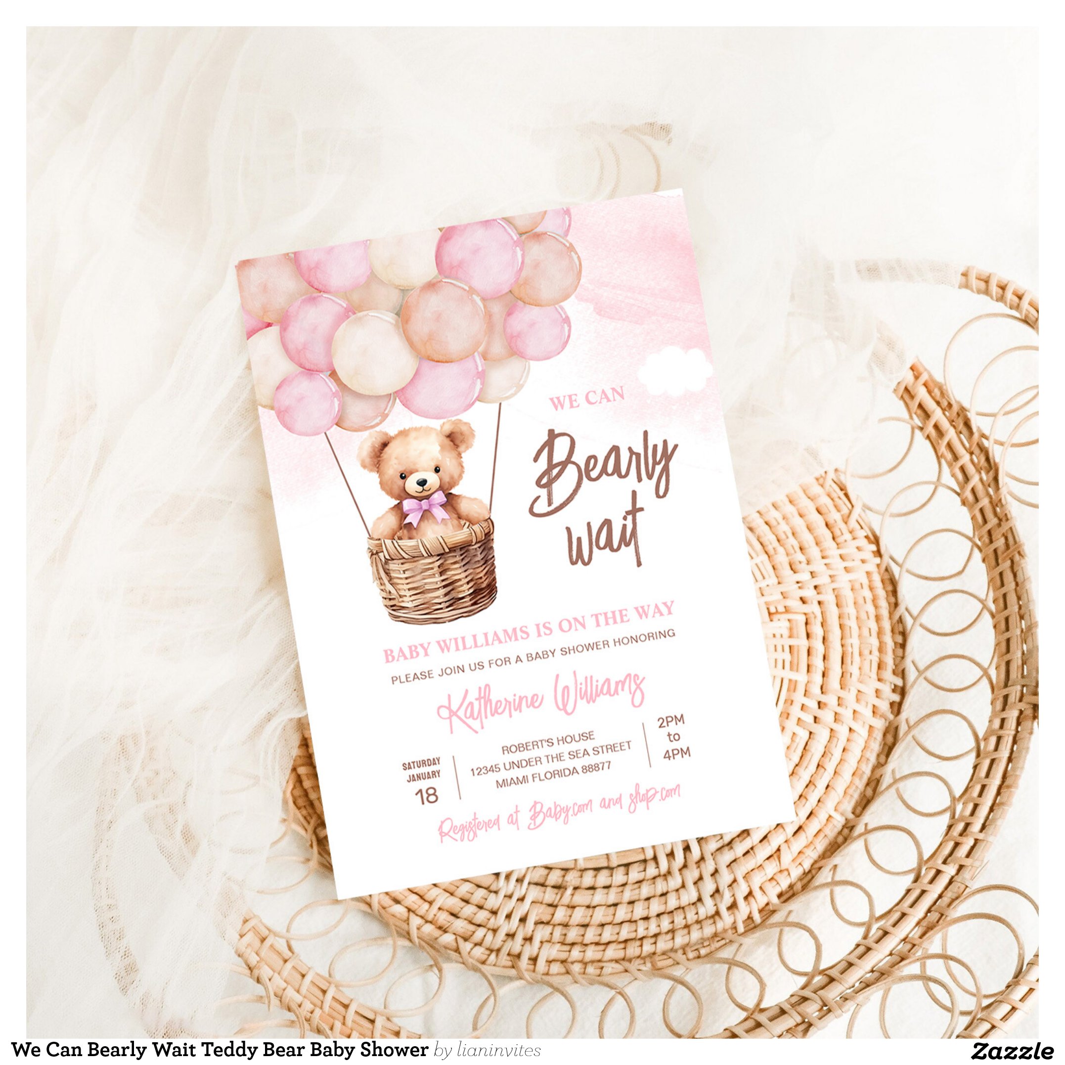 We Can Bearly Wait Teddy Bear Baby Shower Invitation