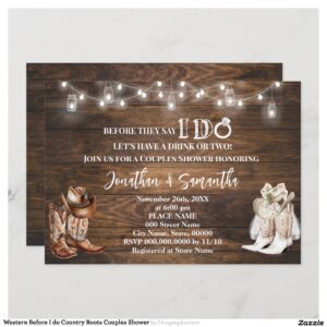 Western Before I do Country Boots Couples Shower Invitation