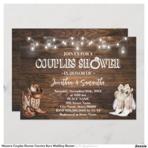 Western Couples Shower Country Barn Wedding Shower Invitation
