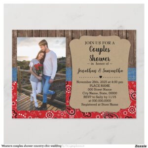 Western couples shower country chic wedding invitation