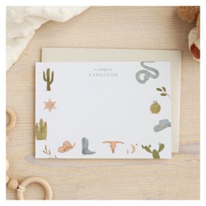 Western Cowboy Blue Kids Note Card