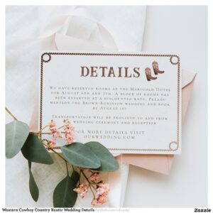 Western Cowboy Country Rustic Wedding Details Enclosure Card