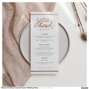 Western Cowboy Country Rustic Wedding Menu