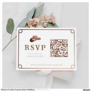 Western Cowboy Country Rustic Wedding RSVP Card