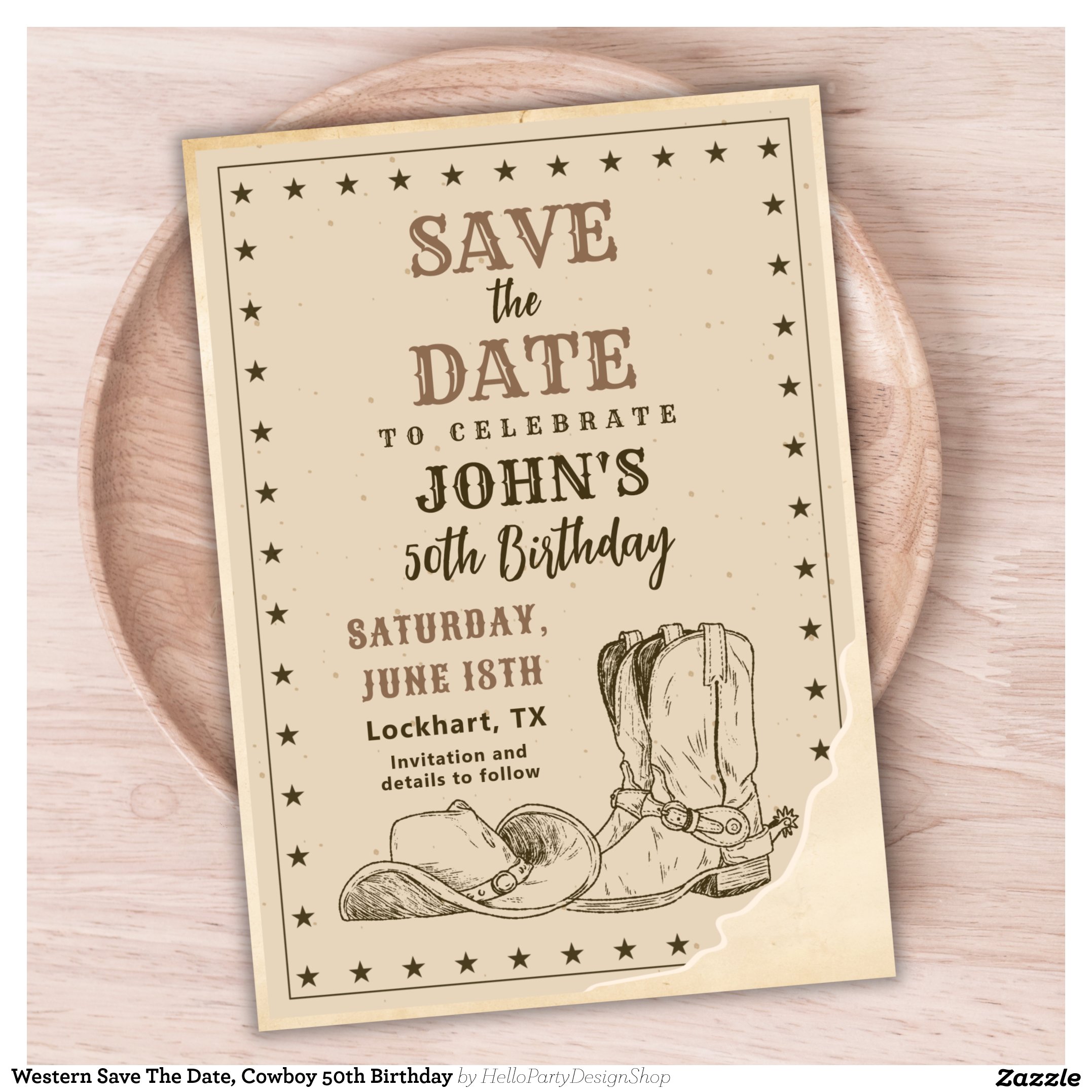 Western Save The Date, Cowboy 50th Birthday Save The Date