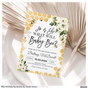 What Will Baby Bee Bumble Bee Gender Reveal Invitation