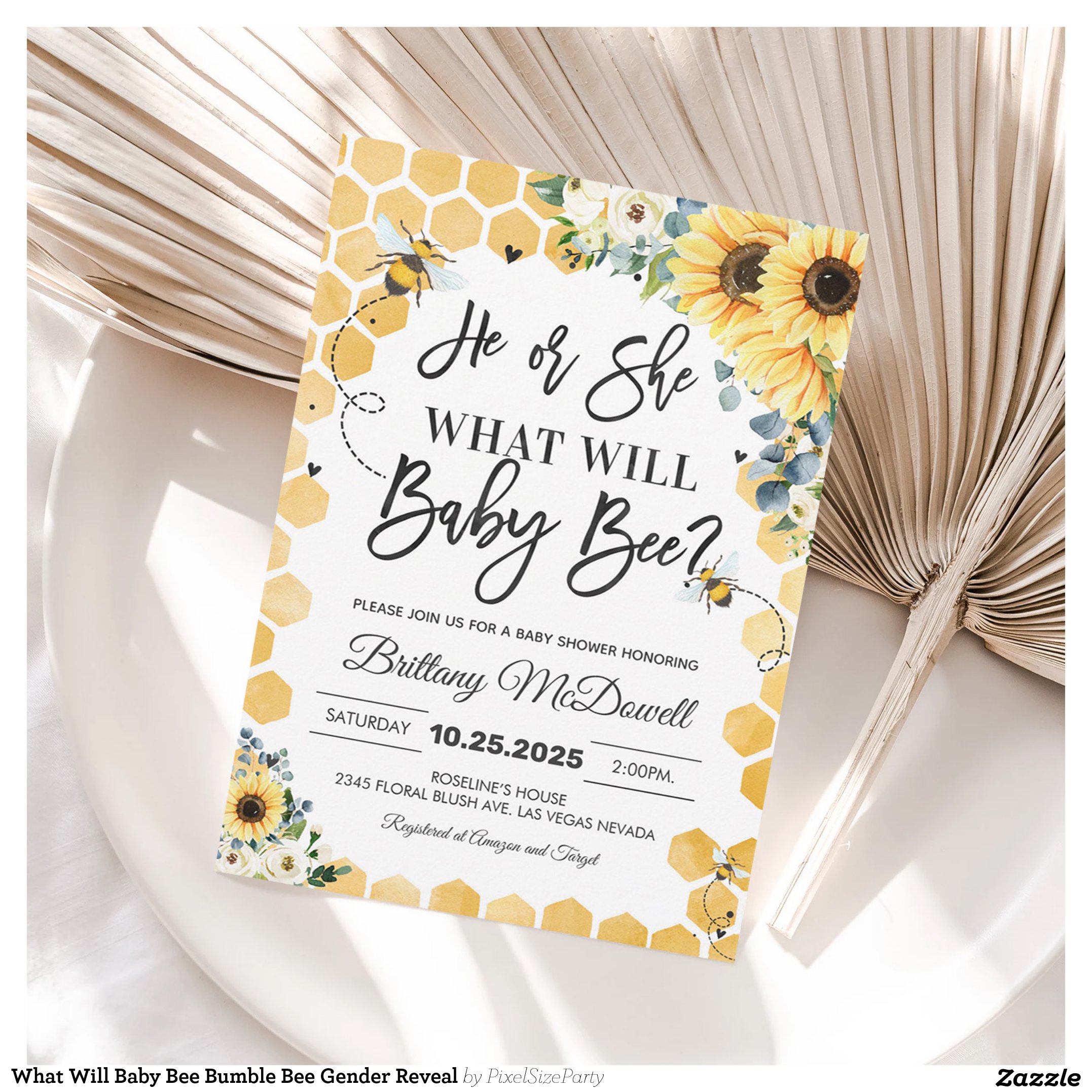What Will Baby Bee Bumble Bee Gender Reveal Invitation