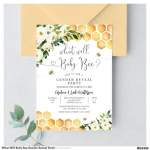 What Will Baby Bee Gender Reveal Party Invitation
