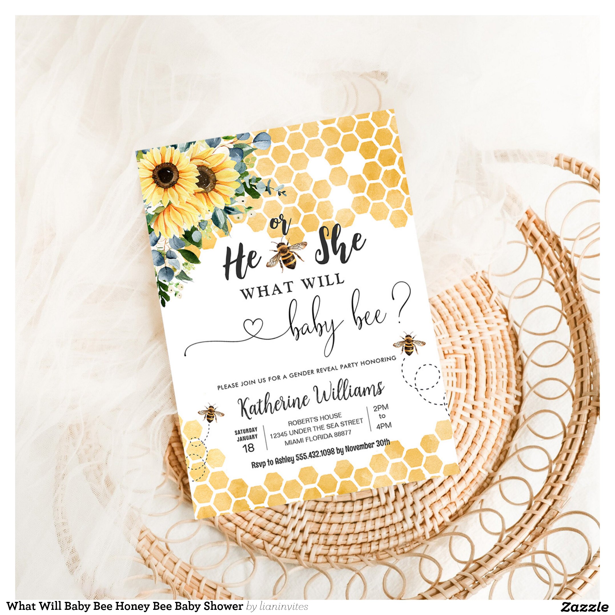 What Will Baby Bee Honey Bee Baby Shower Invitation