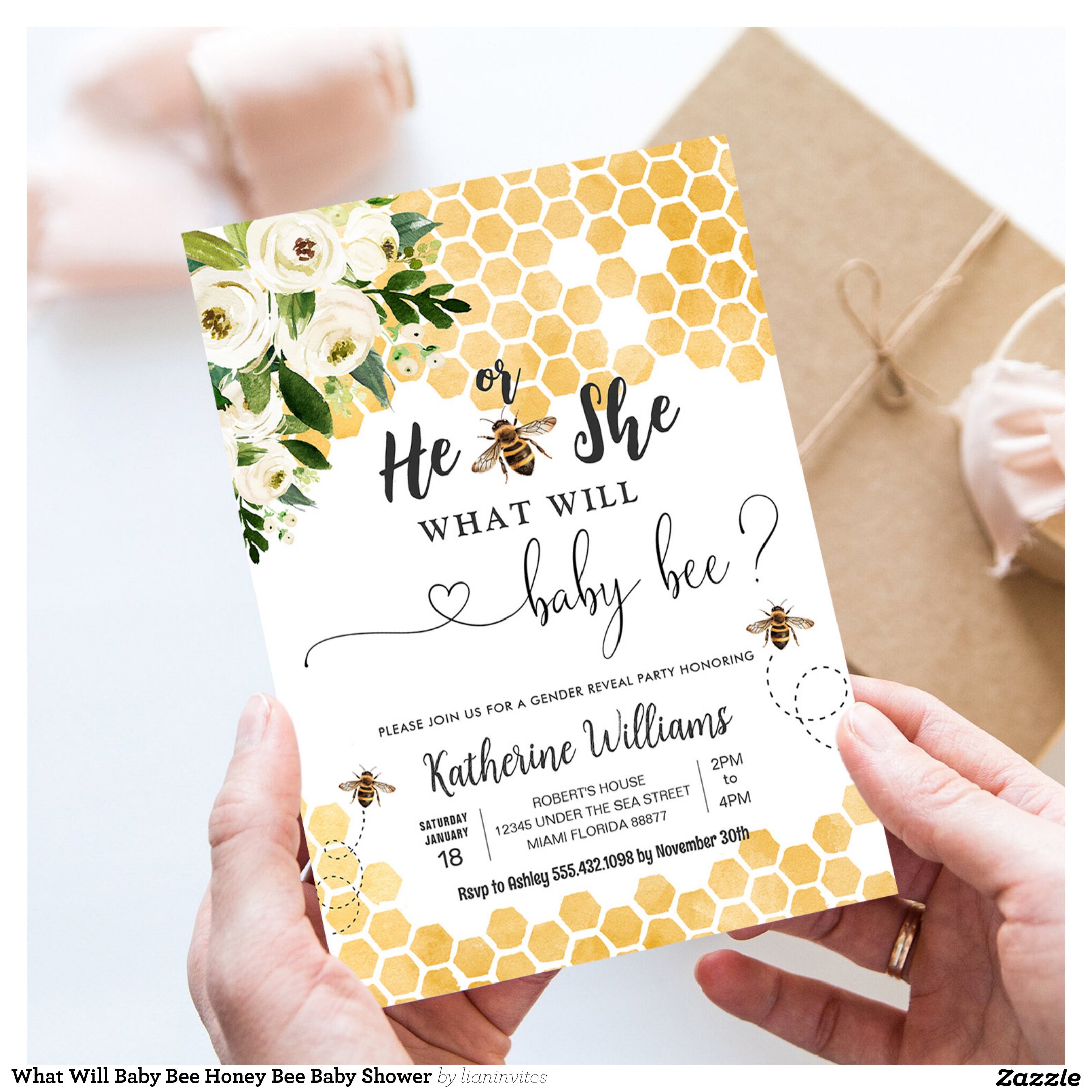 What Will Baby Bee Honey Bee Baby Shower Invitation