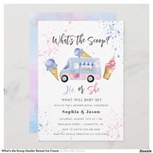 What's the Scoop Gender Reveal Ice Cream Invitation