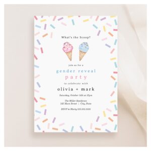 What's the Scoop Gender Reveal Ice Cream Party Invitation