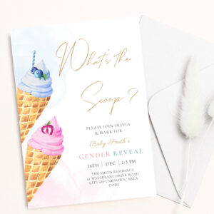 What's the scoop ice cream Baby Gender Reveal Invitation