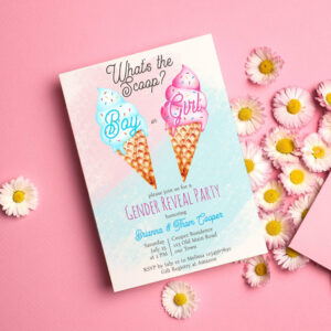 What's the scoop ice cream gender reveal invitation