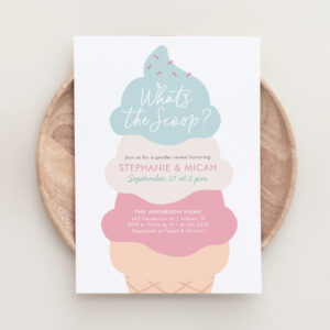 What's The Scoop Ice Cream Gender Reveal Party Invitation
