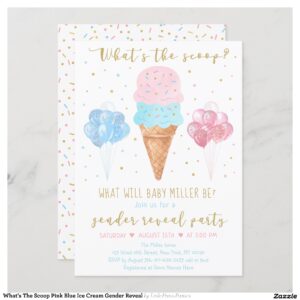 What's The Scoop Pink Blue Ice Cream Gender Reveal Invitation