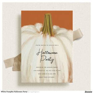 White Pumpkin Halloween Party Invitation